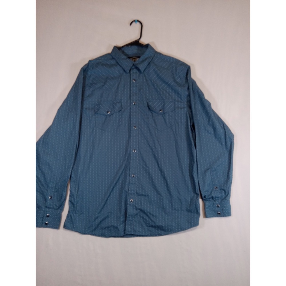 Gibson Trading Co Men's Blue Western‎ Pearl Snap Shirt  Long Sleeve Size Large
